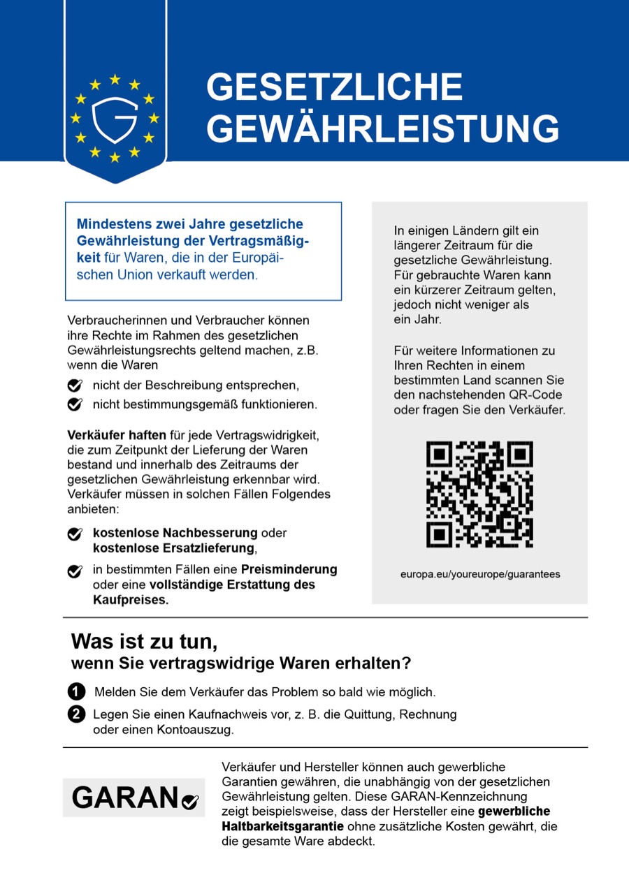 Gesetzliche Gewaehrleistung - Informationen der EU