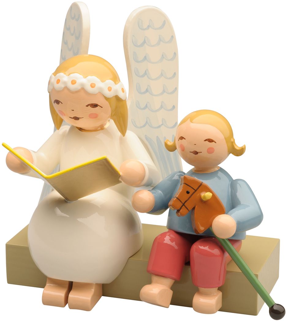 Wendt und Kühn Margeritenengel auf Bank, mit Junge 634/10/2 Wendt und Kühn Margeritenengel auf Bank, mit Junge 634/10/2