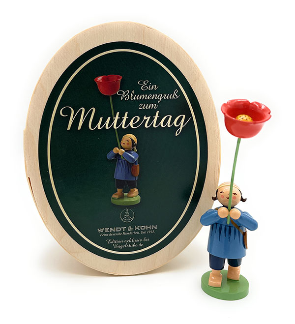 Muttertagsfigur Junge mit Mohnblume 5248/8/MF von Wendt & Kühn Wendt und Kühn Muttertagsfigur Junge mit Mohnblume