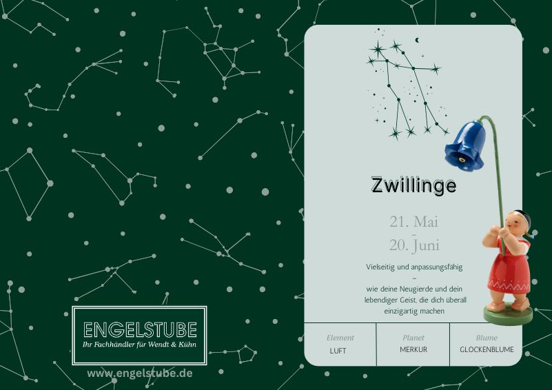 Sternzeichen-Kind Zwillinge / Glockenblume (21. Mai - 20. Juni) von Wendt und Kühn exklusiv in der Engelstube Sternzeichen-Kind Zwillinge / Glockenblume (21. Mai - 20. Juni) von Wendt und Kühn exklusiv in der Engelstube