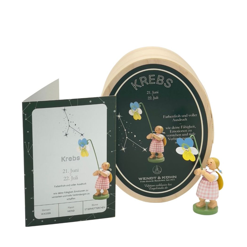 Sternzeichen-Kind Krebs / Stiefmütterchen (21. Juni – 22. Juli) von Wendt und Kühn exklusiv in der Engelstube Sternzeichen-Kind Krebs / Stiefmütterchen (21. Juni – 22. Juli) von Wendt und Kühn exklusiv in der Engelstube