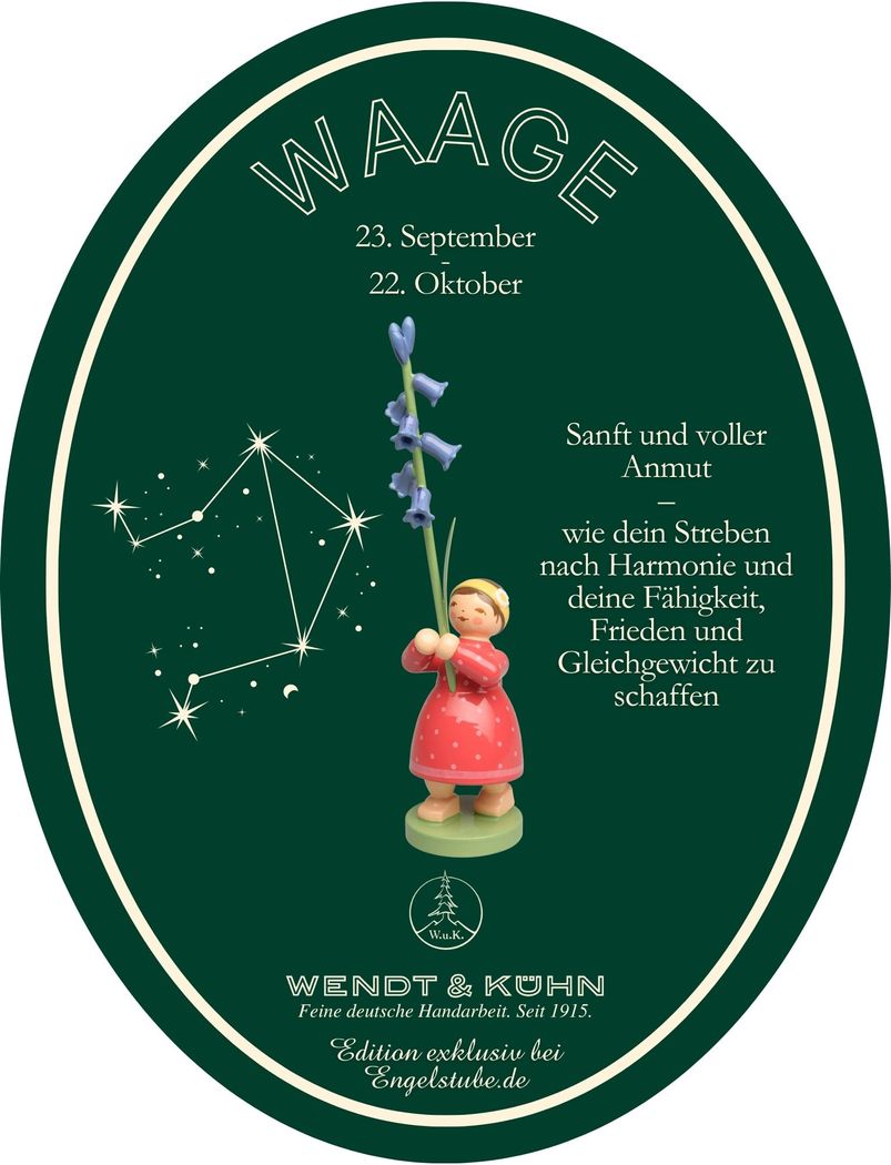 Sternzeichen-Kind Waage / Hasenglöckchen (23. September – 22. Oktober) von Wendt und Kühn exklusiv in der Engelstube Sternzeichen-Kind Waage / Hasenglöckchen (23. September – 22. Oktober) von Wendt und Kühn exklusiv in der Engelstube