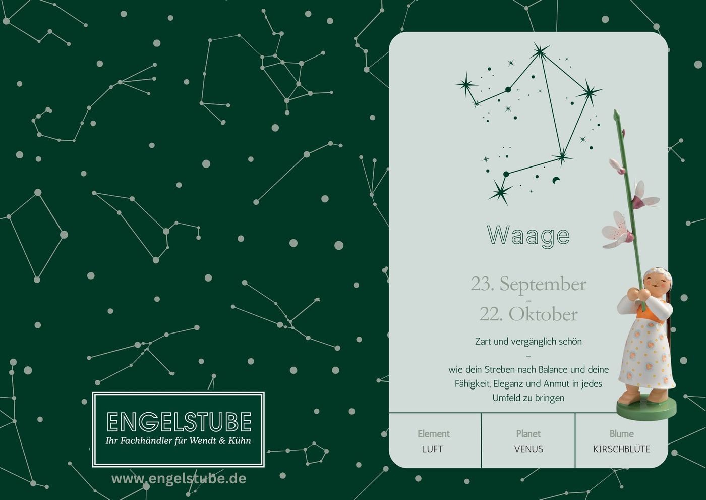 Sternzeichen-Kind Waage / Kirschblüte (23. September – 22. Oktober) von Wendt und Kühn exklusiv in der Engelstube Sternzeichen-Kind Waage / Kirschblüte (23. September – 22. Oktober) von Wendt und Kühn exklusiv in der Engelstube