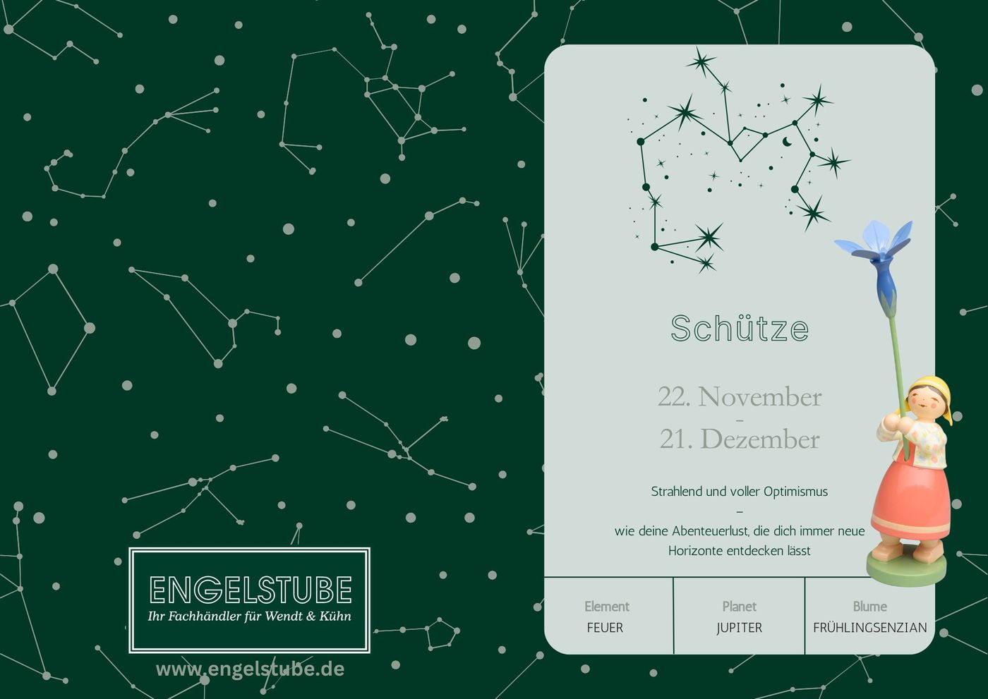 Sternzeichen-Kind Schütze – Frühlingsenzian (22. November – 21. Dezember) von Wendt und Kühn exklusiv in der Engelstube Sternzeichen-Kind Schütze – Frühlingsenzian (22. November – 21. Dezember) von Wendt und Kühn exklusiv in der Engelstube