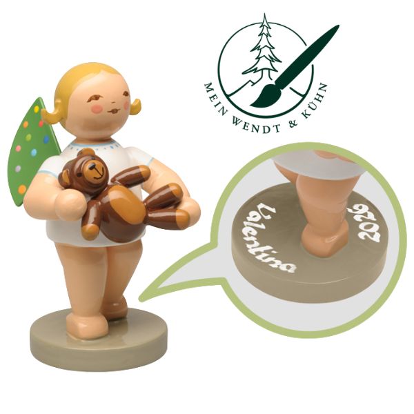 Wendt und Kühn Engel mit farbigen Flügelpunkten und Teddy mit Widmung Wendt und Kühn Engel mit farbigen Flügelpunkten und Teddy mit Widmung