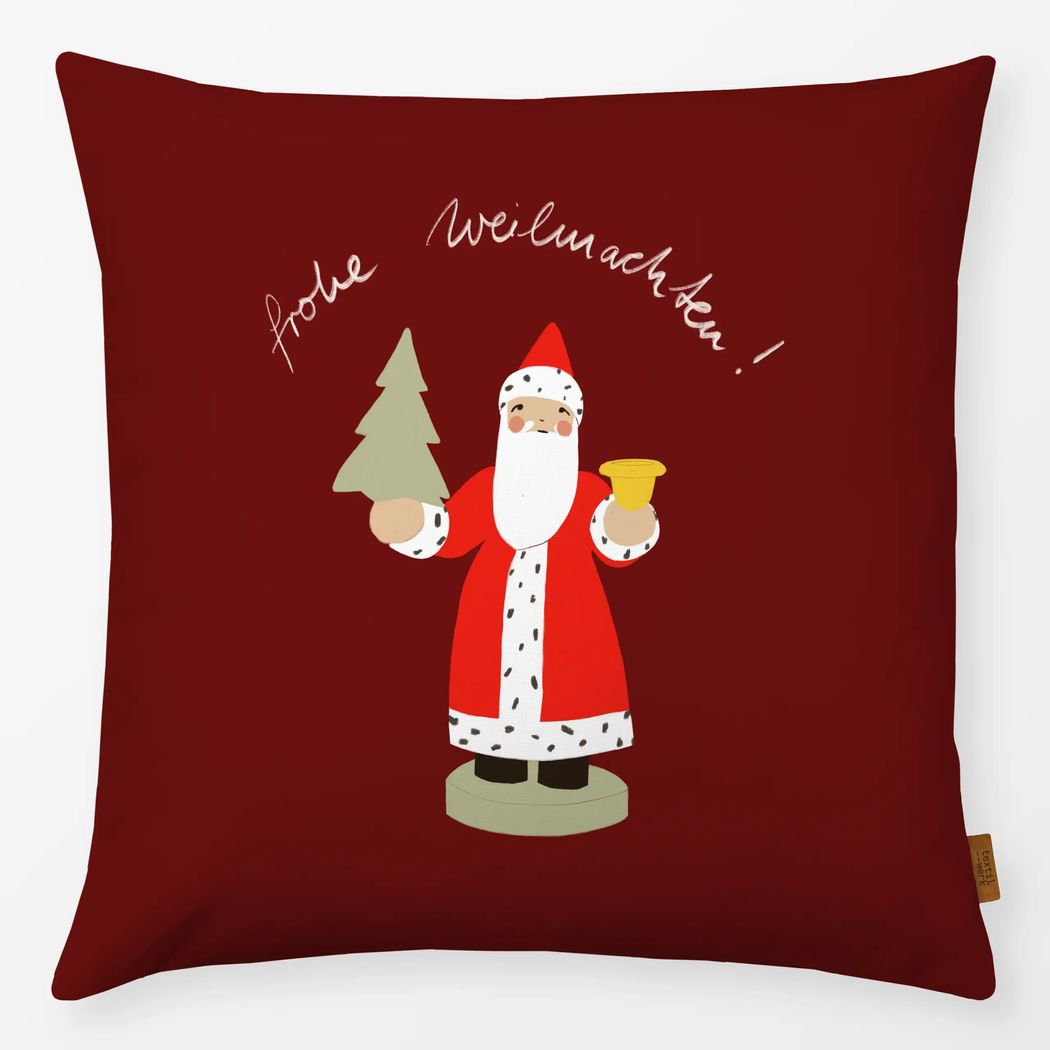 Kissenbezug Weihnachtsmann Typo Rot mit Wendt und Kühn Muster Kissenbezug Weihnachtsmann Typo Rot 40x40 cm, aus Premium Samt mit Wendt und Kühn Muster