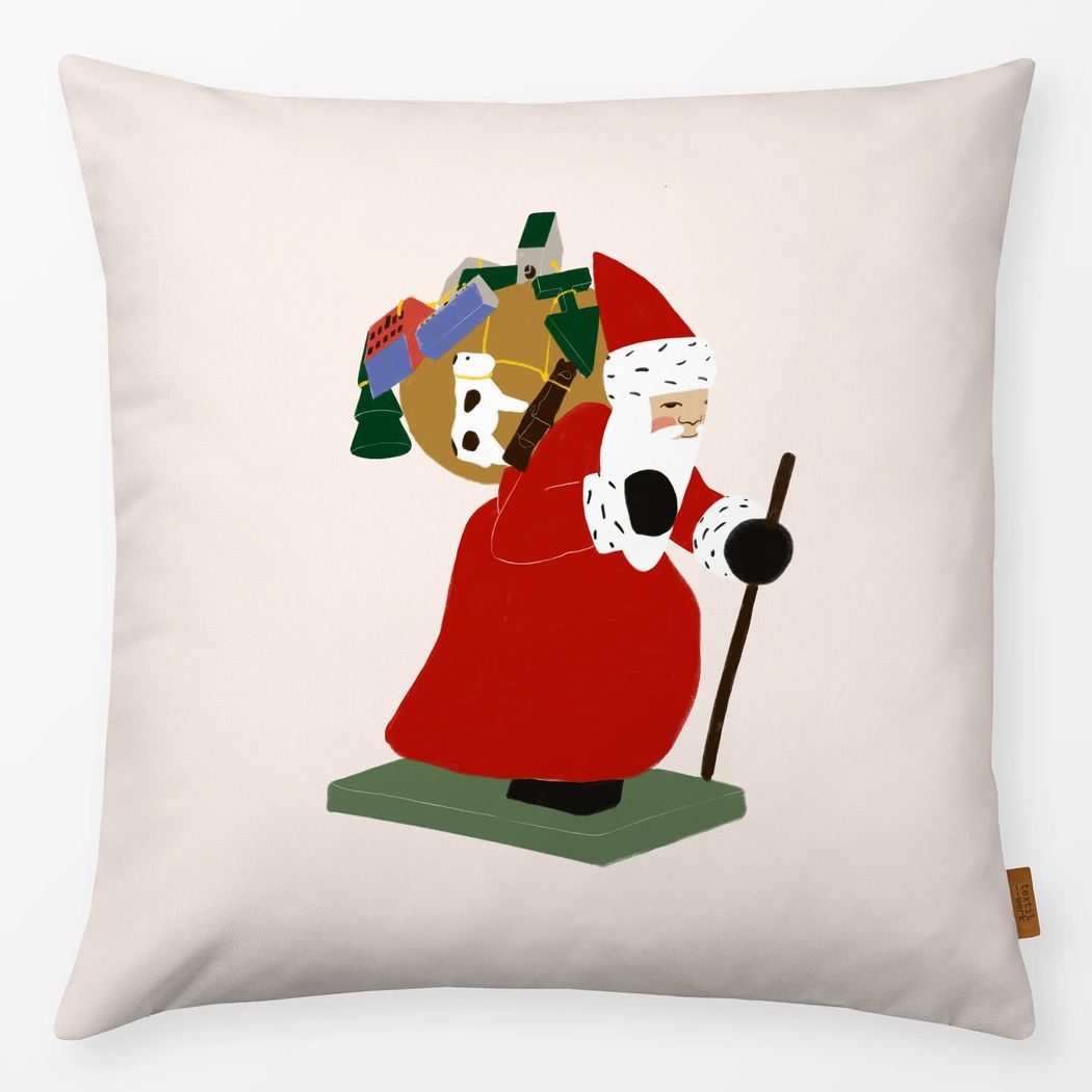 Kissenbezug Weihnachtsmann mit Geschenken Beige mit Wendt und Kühn Muster Kissenbezug Weihnachtsmann mit Geschenken Beige 40x40 cm, aus Premium Samt mit Wendt und Kühn Muster