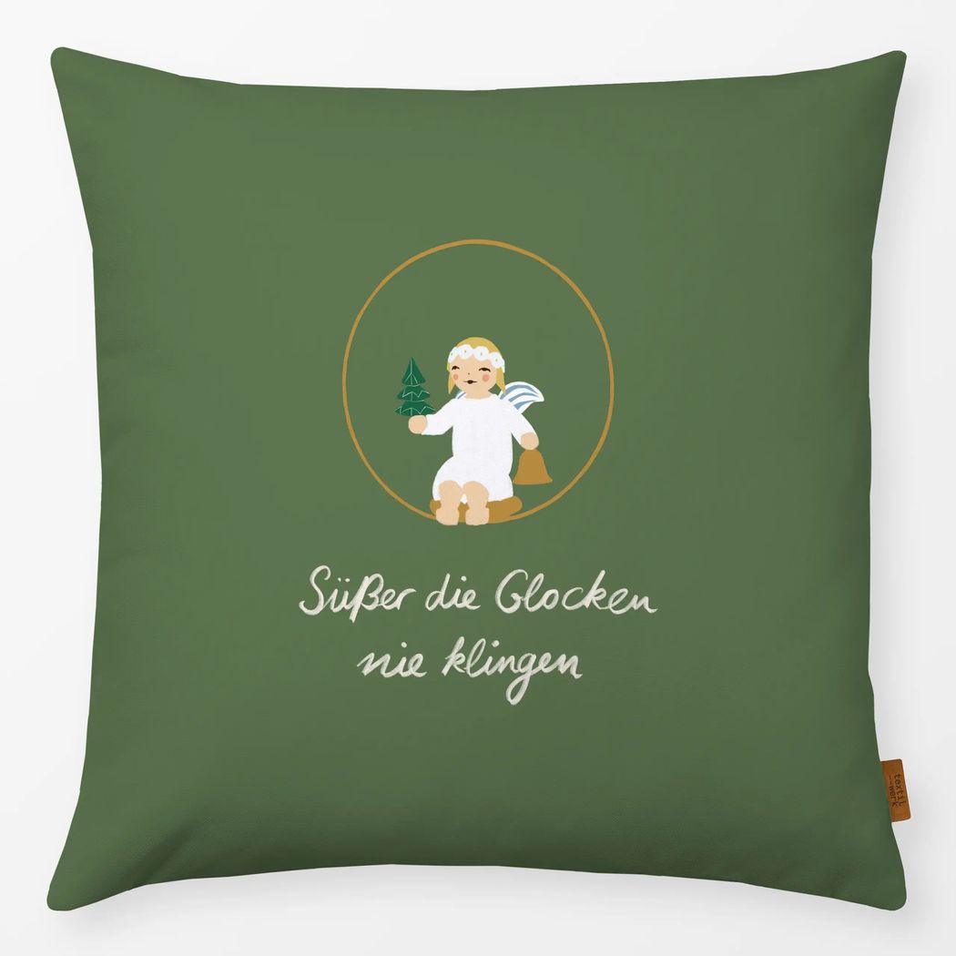 Kissenbezug Engel im Ring Typo mit Wendt und Kühn Muster Kissenbezug Engel im Ring Typo 40x40 cm, aus Premium Samt mit Wendt und Kühn Muster