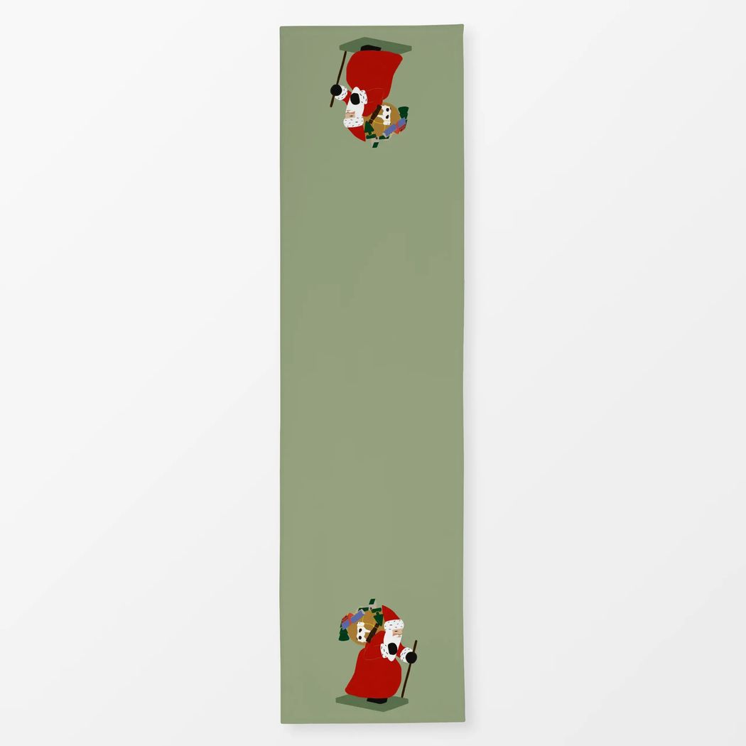 Tischläufer Weihnachtsmann mit Geschenken Grün mit Wendt und Kühn Muster Tischläufer Weihnachtsmann mit Geschenken Grün 40x150 cm, aus Polyester Canvas mit Wendt und Kühn Muster