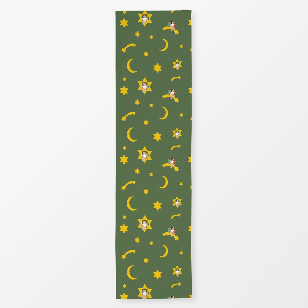 Tischläufer Abendhimmel Engel Grün mit Wendt und Kühn Muster Tischläufer Abendhimmel Engel Grün 40x150 cm, aus Polyester Canvas mit Wendt und Kühn Muster