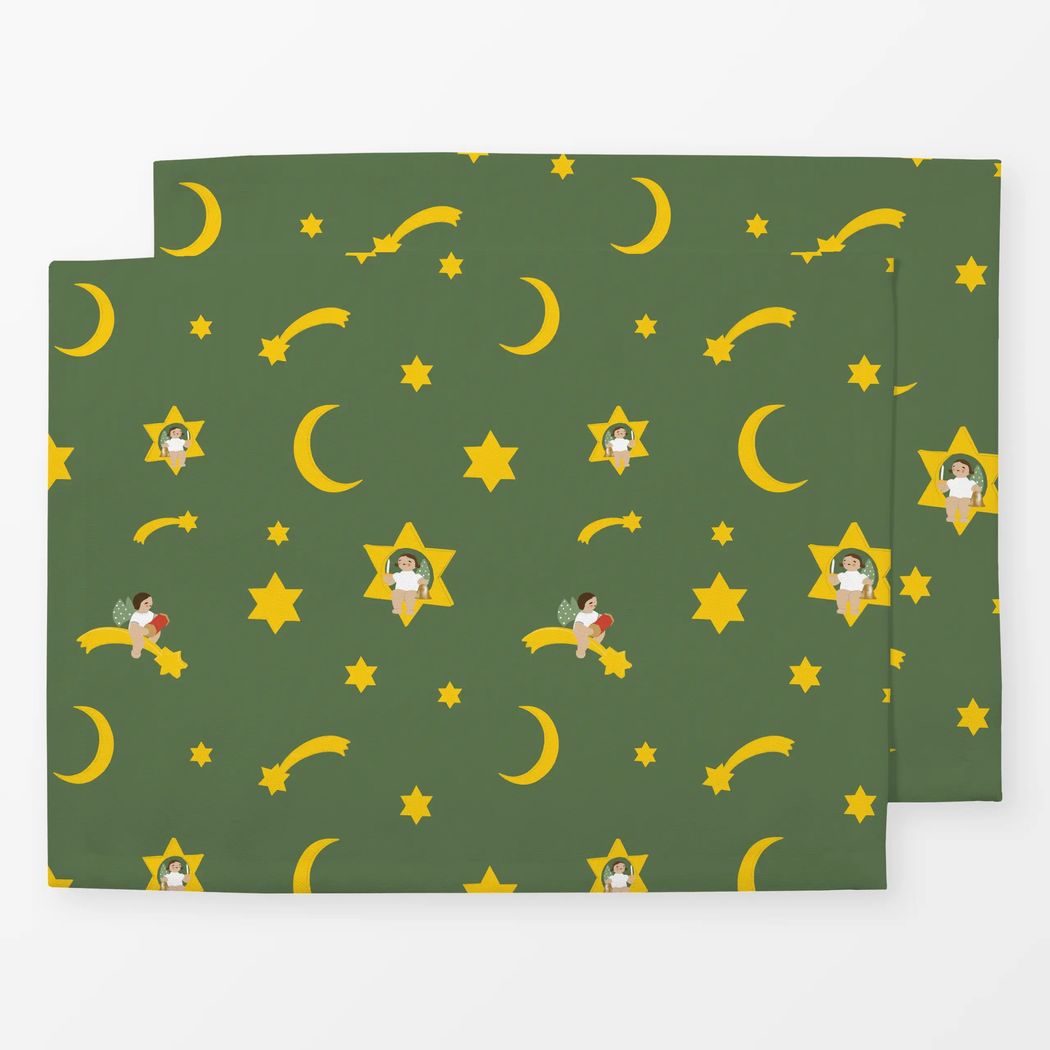 Tischset 2er Set Abendhimmel Engel Grün mit Wendt und Kühn Muster Tischset 2er Set Abendhimmel Engel Grün 45x35 cm, aus Polyester Canvas mit Wendt und Kühn Muster