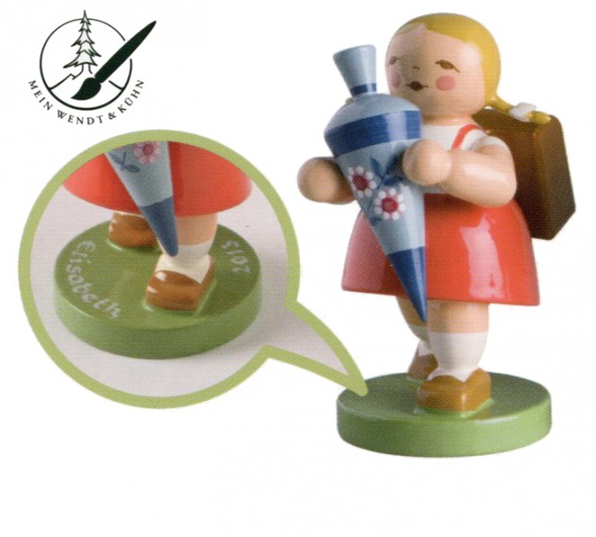 Wendt & Kühn Schulmädchen mit Zöpfen mit Widmung Wendt & Kühn Schulmädchen mit Zöpfen mit Widmung