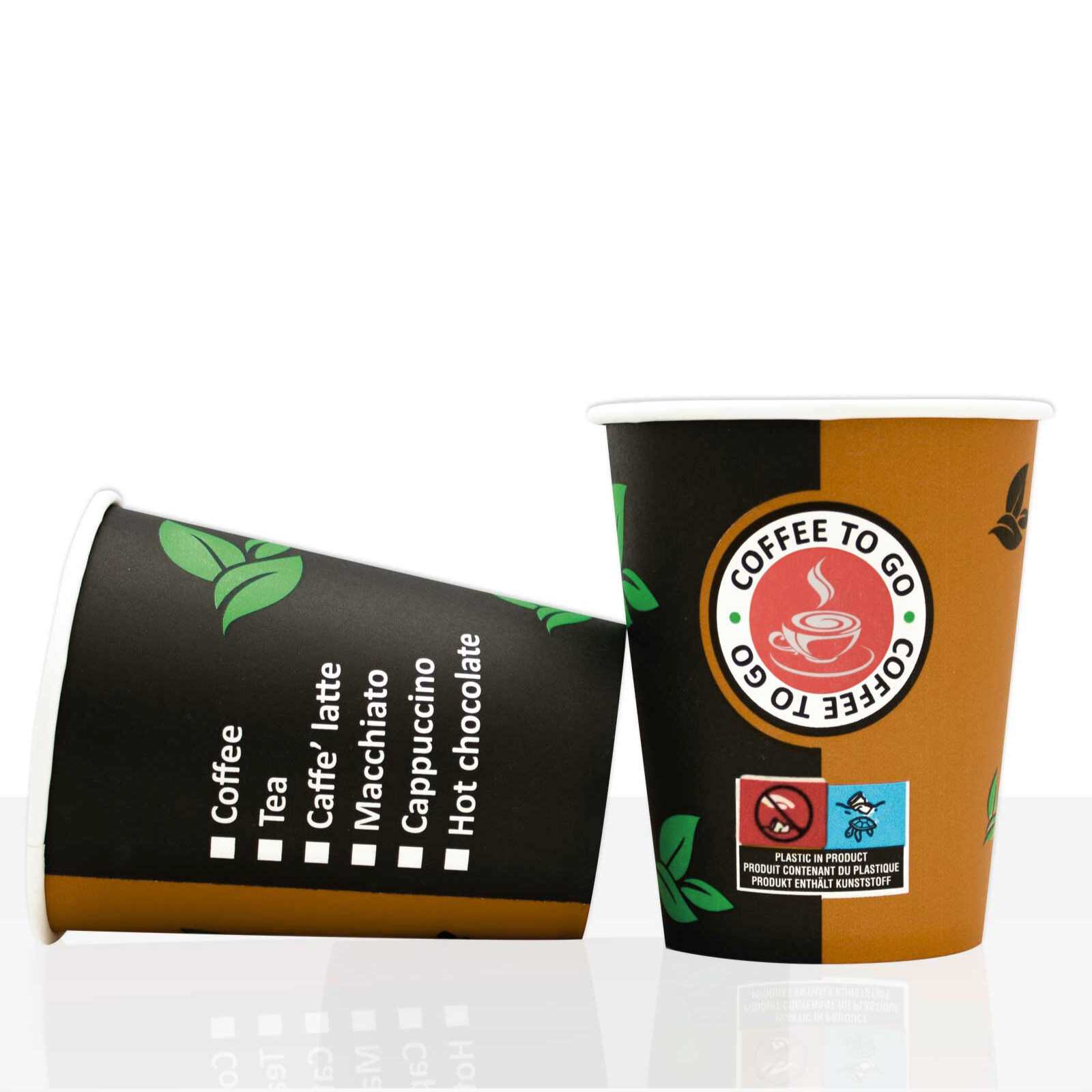 Coffee to go Becher aus Hartpapier 0,2l, 100Stk, Pappbecher, Kaffeebecher to go