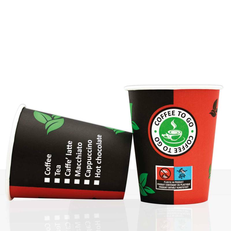 Coffee to go Becher aus Hartpapier 0,2l, 100Stk, Pappbecher, Kaffeebecher to go
