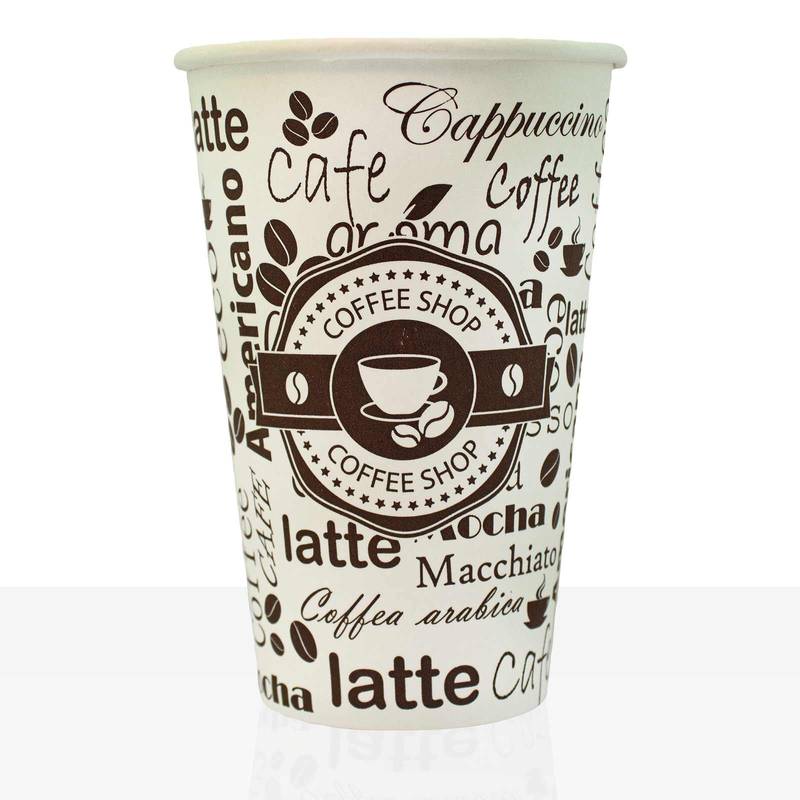 Coffee to go Becher aus Hartpapier, Wortwolke Kaffee-Design 0,3l, 1000Stk, Pappbecher, Kaffeebecher