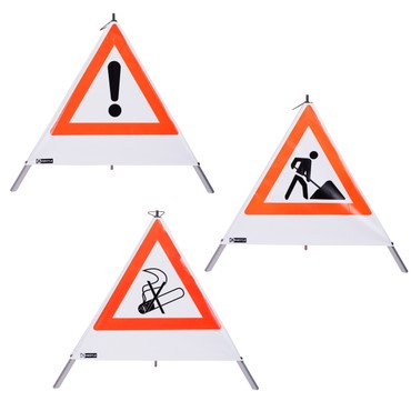 Warnpyramide VZ101 & VZ123 – 90cm, 3-seitig Für Mäh-, Bau- & Baumarkierungen, Klappbar, Leicht (Alu) Warnpyramide 90cm