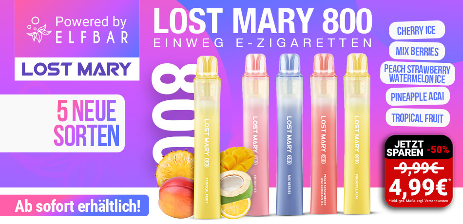 Lost Mary 800 - 5 neue Sorten - Jetzt erhältlich