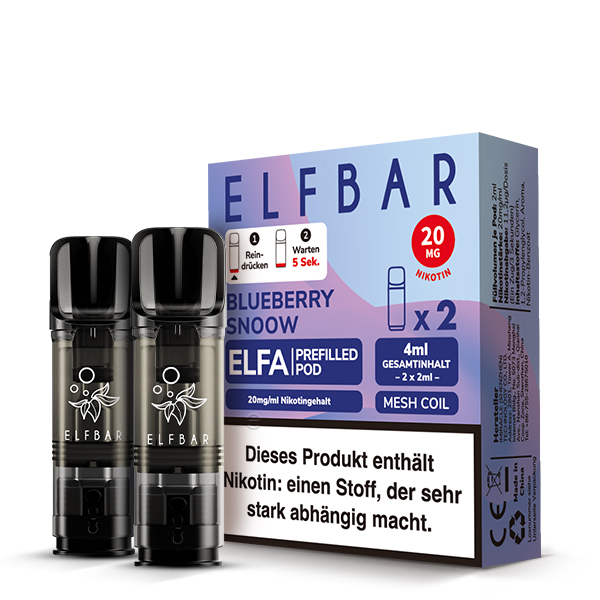 elfbar pods blueberry snoow ELFA 20mg Nikotin 2er Pack - End of Life mtl elf bar pods blueberry E-Liquid-Geschmack:Blueberry ELFBAR 800 Blueberry (nicotine-free)