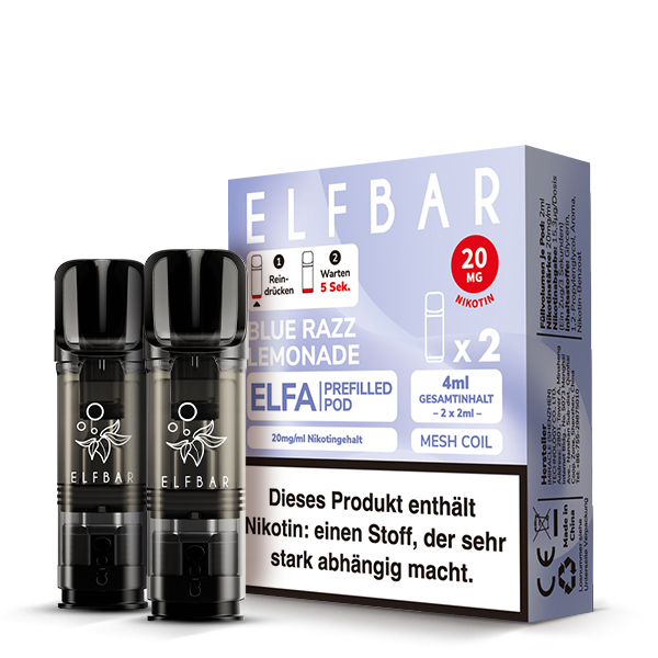 sky bar razz elfbar geschmack ELFA Blue Lemonade 20mg Nikotin 2er Pack DS Vape Flavour:Banana Ice Elf Bar Vape Juice