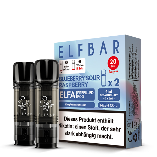ELFBAR ELFA Blueberry Sour Raspberry 20mg Nikotin 2er Pack - End of Life