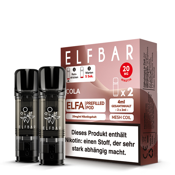 elfbar pods cola ELFA 20mg Nikotin 2er Pack elf bar pods geschmack Elfbar Elfa Turbo Refillable