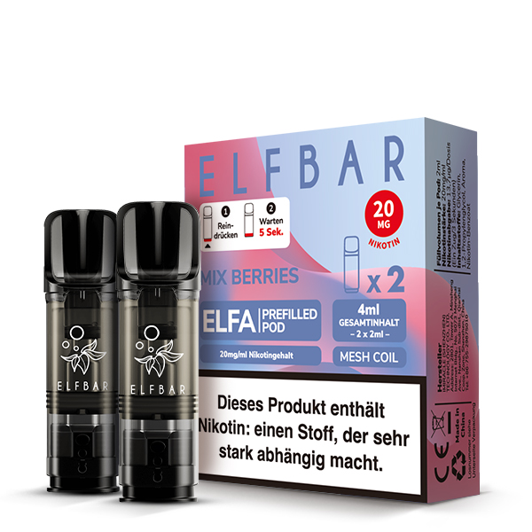 vape sorten elf bar Paket] ELFBAR ELFA Pods - Alle (2er Packs) Elf pods Elfbar 600 Blueberry Sour Vape Komplettset Color:Lunar Silver