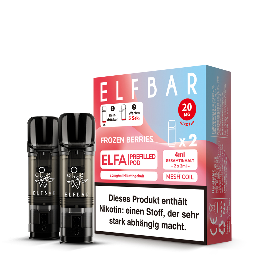 elfbar pods neu Paket] ELFA - Alle Sorten (2er Packs) Einweg elf bar pods geschmäcker Flavour:Cherry Cola Starterkit Elf Bar ELFA