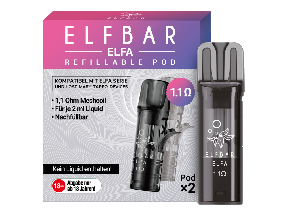 elfbar elfa nachfüllen Refillable Pod 2er Pack (Leer Pod) REFILL PODS elfbar nachfüllbar Flavour:Blue Razz Lemonade ELFBAR Elfliq Nikotinsalz Liquid
