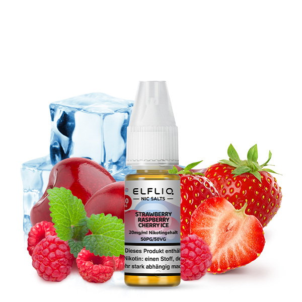 liquid wie elfbar Elfliq Strawberry Raspberry Cherry Ice - by Elf Bar Vaping Geschmack:Menthol ELFBAR ELFX | Black