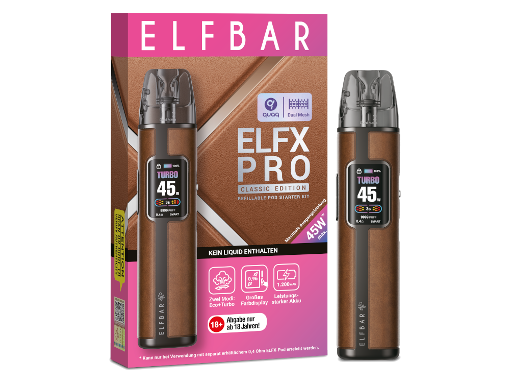 elfbar elfx pro pod system - starter kit - 1200mah 1200 mAh - Farbe: Cowboy Brown elfbar elfx mega Elfbar Watermelon Prefilled Pod Pod System Select Flavour:Mad Blue