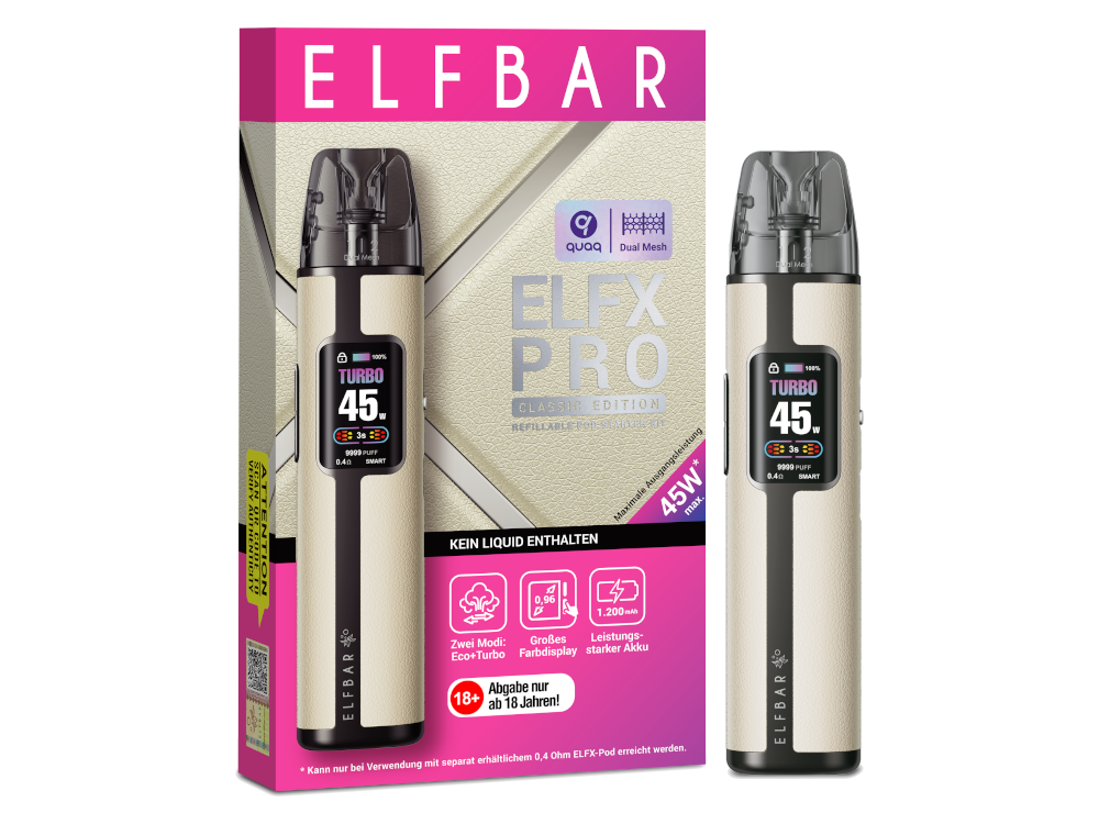 elfbar elfx pro pod system - starter kit - 1200mah 1200 mAh - Farbe: White elfbar elfx mega Elfbar Watermelon Prefilled Pod Pod System Select Flavour:Mad Blue