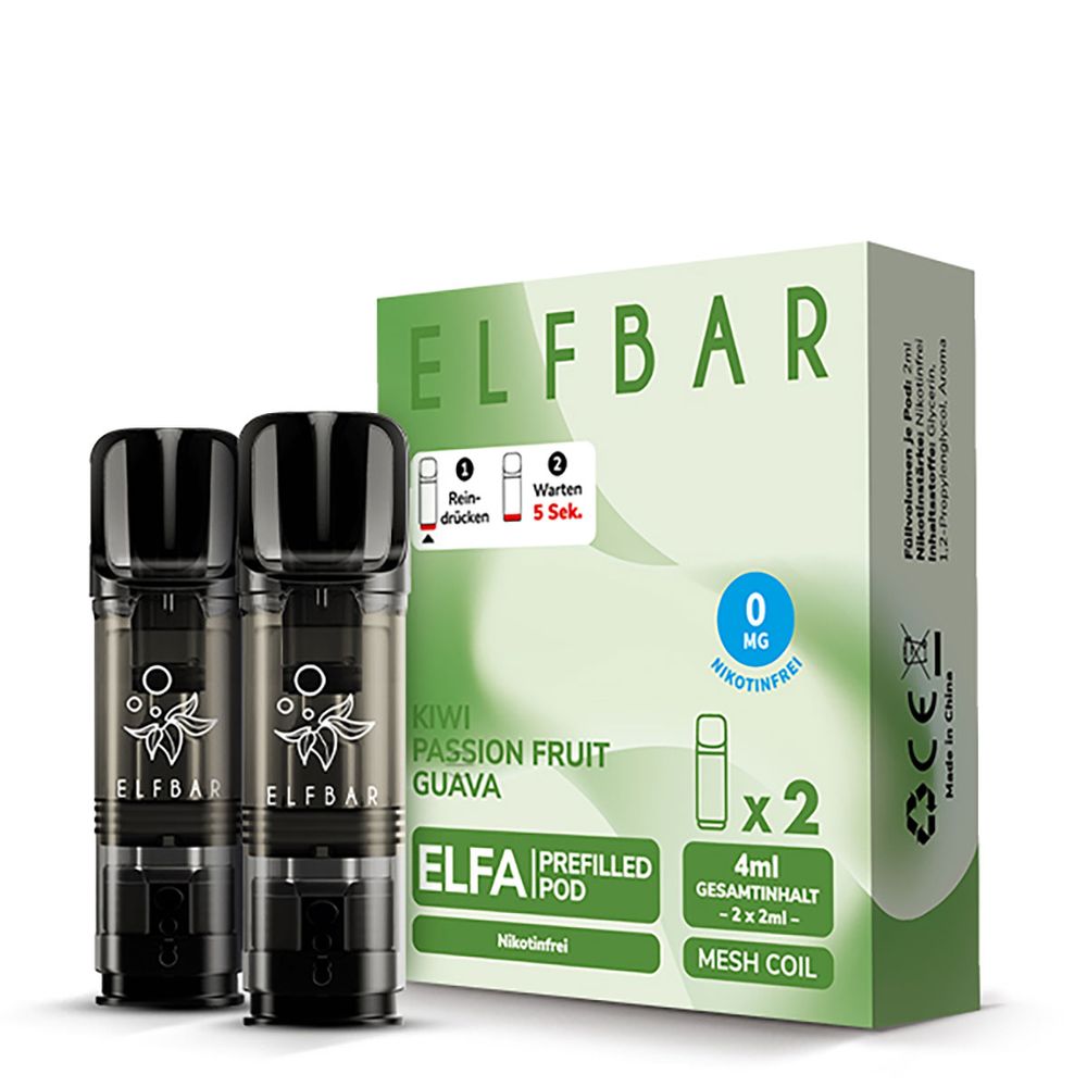 elfbar max pods nikotinfrei ELFA Kiwi Passion Fruit Guava 0mg Nikotin 2er Pack EOL elfbar max pod wechseln Geschmack:Watermelon Mojito ELFBAR ELFA MASTER -