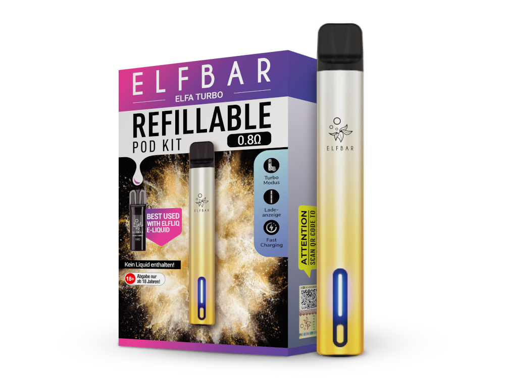 golden tobacco liquid elfbar ELFA Turbo Pod Kit 550 mAh Akku - Aurora Gold - End of Life product-type_replacement-pod elf bar pods alle sorten Flavour:Berry Edition Elfbar ELFA | Jetzt