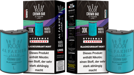 Al Fakher Hypermax Advanced 30K - Blackcurrant Mint - 6mg Nikotingehalt