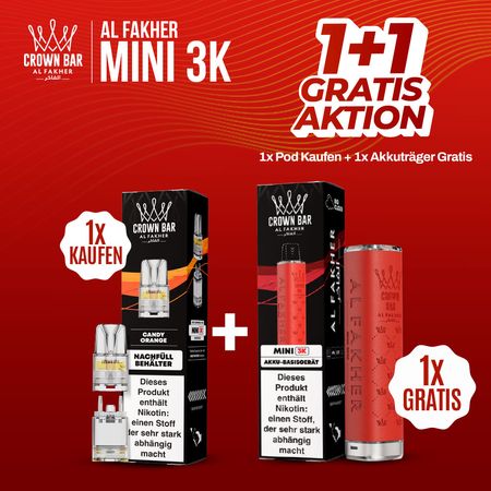 Al Fakher Mini 3K 1x Pod + 1x Akkuträger Gratis Aktion