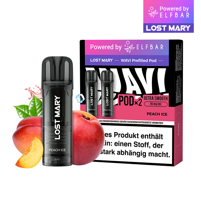 lost mary pods für elfbar WAVI Peach Ice 20mg Nikotin 2er Pack Refillable Pod Kits lost mary vape sorten Flavour:Green Edition Elf Bar Elfx Mega