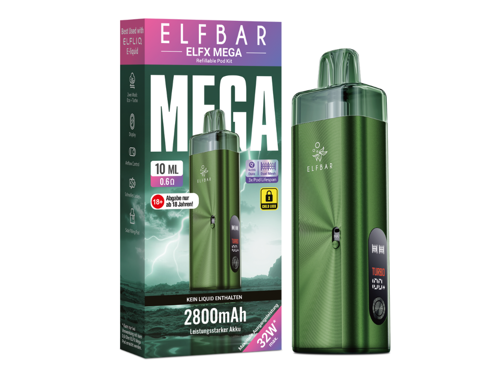 elfbar pod kit ELFX Mega - 2800 mAh Vape Pods: Coils elf bar pods nachfüllen Geschmack:Blackberry Cherry ElfBar Mate 500 E-Zigarette