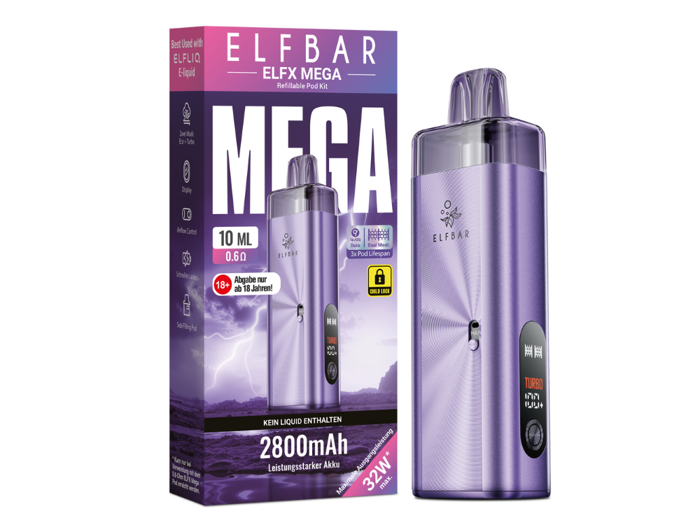 elfbar polen preis ELFX Mega Pod Kit - 2800 mAh elfbar neu Elf Bar 500 Mate Active NEW E-Liquid-Geschmack:Grape