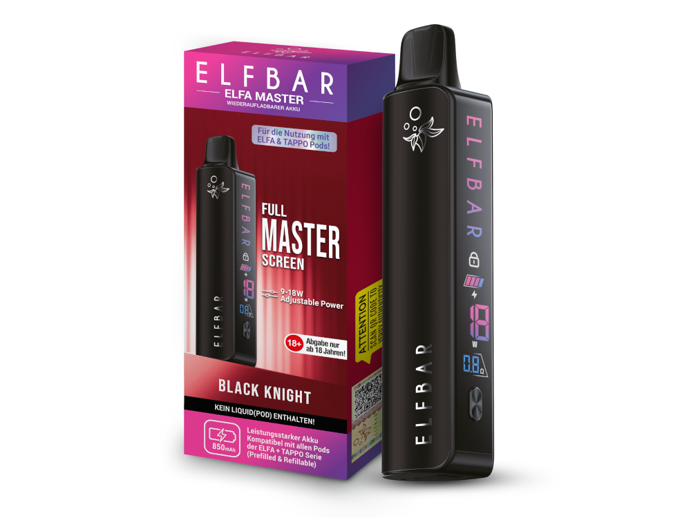 elfbar full master Paket] ELFA - 850 mAh - Black Knight elfbar elfbar master pods Flavour:Drinks Edition Elfa Master Stain -
