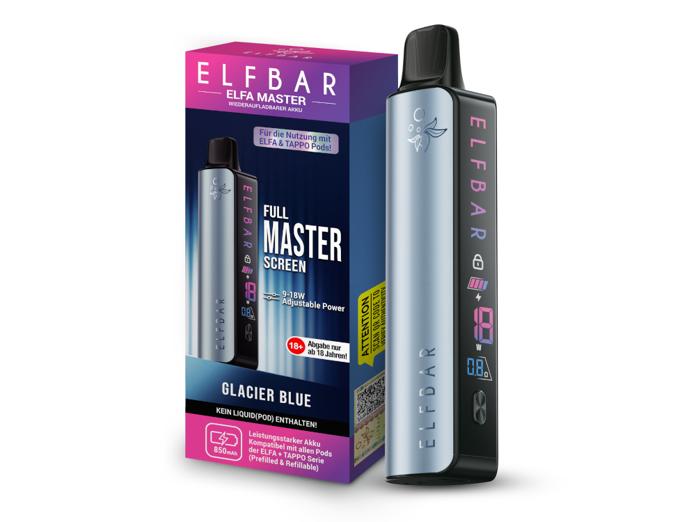 elfbar elfa master 9.9 ohm Paket] - 850 mAh - Glacier Blue 850 mah Elfbar ELFA Peach Ice Flavour_Grape Flavor:Tropical Fruits