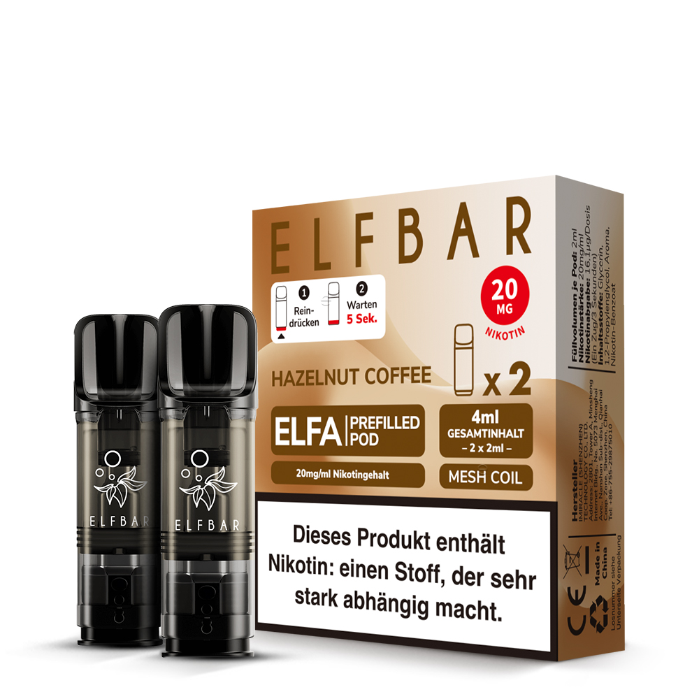 elfbar pods de ELFA Hazelnut Coffee 20mg Nikotin 2er Pack elf bar pods geschmack Elfbar Elfa Pods: Innovation Flavour_Fruit Choose Flavour:Strawberry Ice