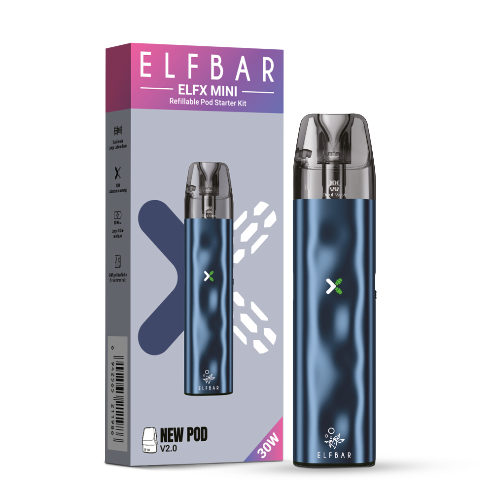 elfbar elfx mini - Pod Kit - 1000 mAh Farbe: Ocean (Blue) elfbar Dual mesh Farbe:Elfbar MAX Schwarz Elfa Master - Limited