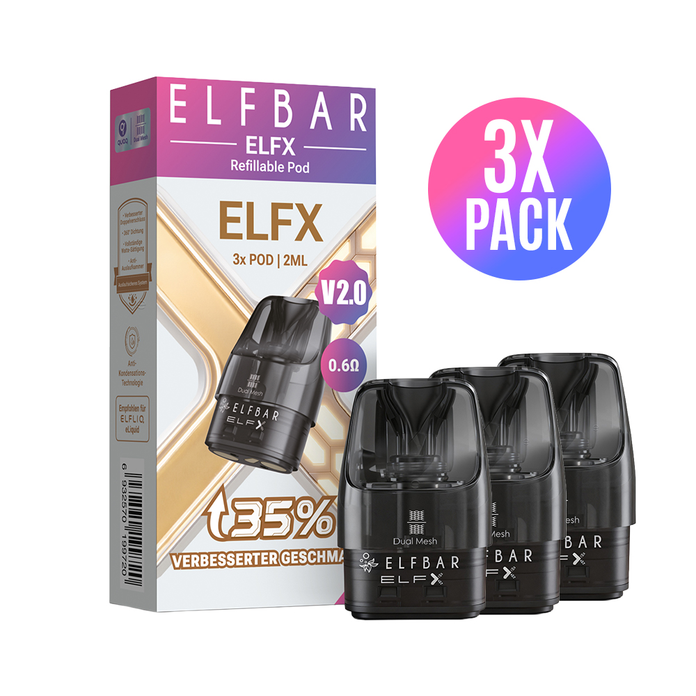 elfbar auffüllbar pods ELFX V2.0 - Refillable Pod - 3er Pack elf bar pods geschmack Elfbar Elfa Pods Raspberry Kit-VS-Export Geschmack::Tropical Fruit