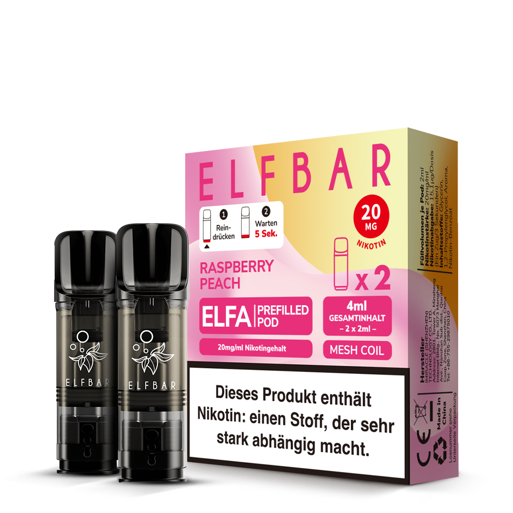 red rose bar elfbar geschmack ELFA Raspberry Peach 20mg Nikotin 2er Pack Peach elfbar neu Farbe:Aurora Pink ELFBAR ELFA Turbo Pod