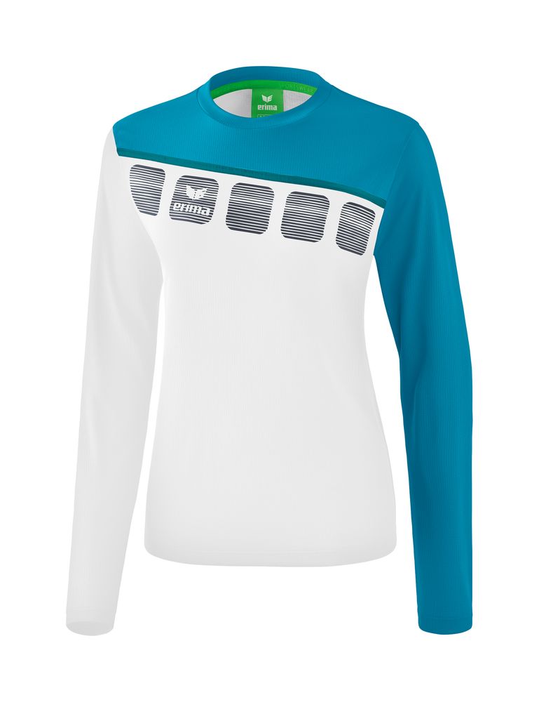 Erima 5-C Longsleeve - white/oriental blue/colonial blue