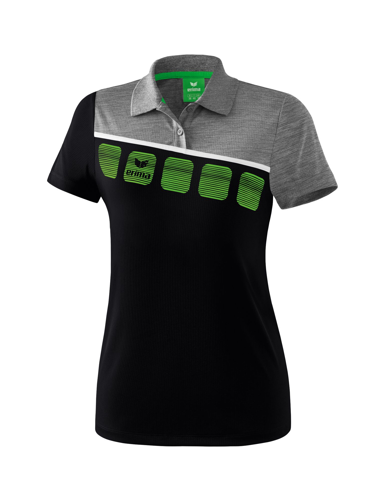 Erima 5-C Poloshirt Function - black/greymelange/white