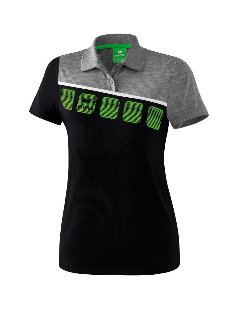Erima 5-C Poloshirt Function - black/greymelange/white