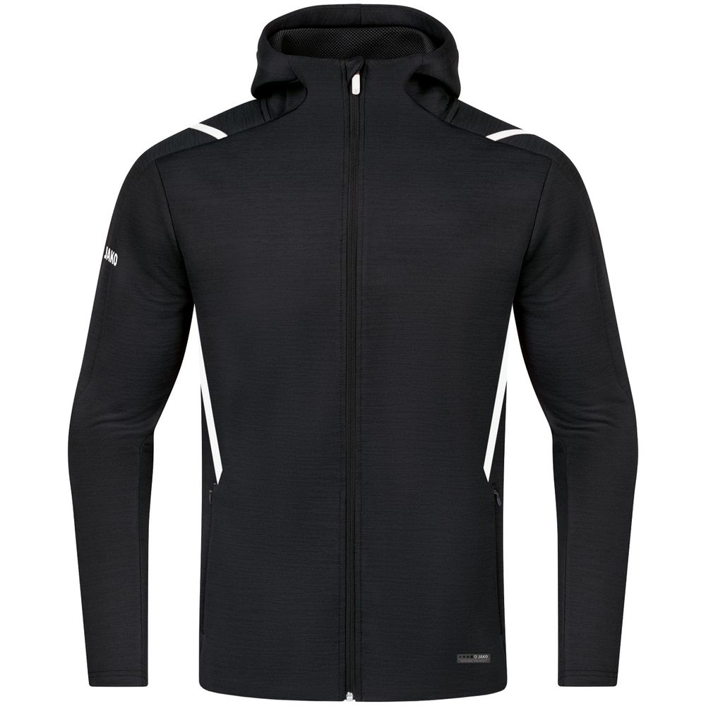 Jako Freizeitjacke Challenge Mit Kapuze - schwarz meliert/weiß
