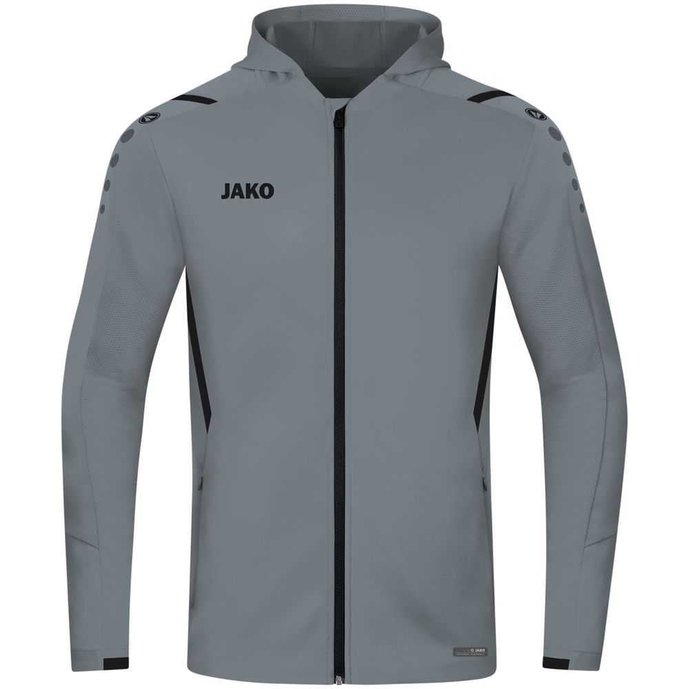 Jako Trainingsjacke Challenge Mit Kapuze - steingrau/schwarz