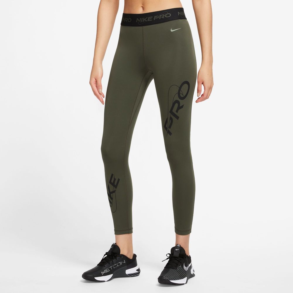 Nike Pro 7/8-Tights mit mittelhohem Bund und Grafik für Damen